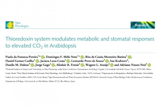 Capa do artigo: Thioredoxin system modulates metabolic and stomatal responses to elevated CO2 in Arabidopsis